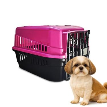 Imagem de Caixa de Transporte Nº 3 Cachorro e Gato Pequeno Mecpet | Ideal para Viagem, Veterinário e Passeios (Rosa, Nº 03)