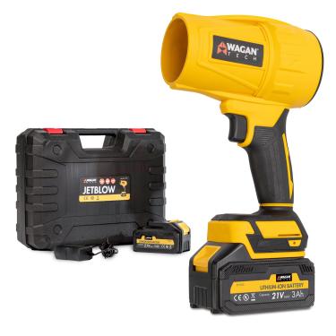 Imagem de Wagan EL7213 soprador de jato de folhas portátil sem fio 31000RBP espanador de ar turbo de alto desempenho, incluindo 2 baterias de 3,0 Ah certificadas UL, limpador de espanador leve portátil para uso