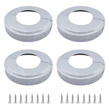 Imagem de Tsnamay 4 peças de flange dividida na parede, placa redonda de ferro galvanizado para tubo de 50 mm de diâmetro, prata