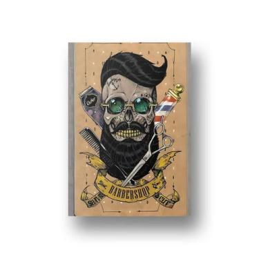Imagem de Placa Metal Barbearia Caveira Vintage Decoração Masculina - ocamelo