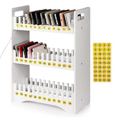 Imagem de Ozzptuu Suporte Para Celular, Armazenamento Sala De Aula, 3 Camadas, Múltiplo, Com Adesivos 1 A 36 Números, Placa Pvc, Organizador Mesa Móvel Escritório