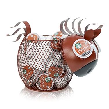 Imagem de Made Easy Kit Suporte de escultura de bancada K-Cup para cápsulas de café Keurig, saquinhos de chá, cremadores (cavalo marrom)