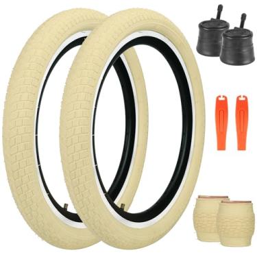 Imagem de ZUKKA Pneu de bicicleta de 20 x 2,125 pacote com 1/2 pneu de substituição dobrável de 50 cm para bicicleta infantil MTB Mountain Bike, bicicleta BMX (20 x 2,125 polegadas / 2 pneus + 2 tubos + 2