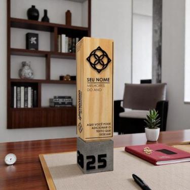 Imagem de Troféu Torre de madeira com base de concreto - Símbolo da sua logo e a