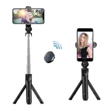 Imagem de Bastão Pau de selfie portátil Multifuncional Tripé Retrátil sem fio Controle Bluetooth