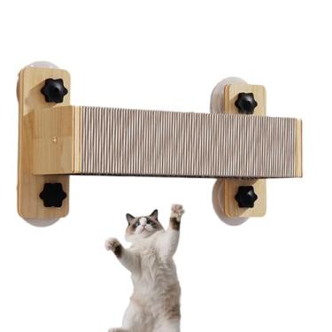 Imagem de Prateleiras de parede para gatos, parede de escalada interna com poste para arranhar | Brinquedos naturais para arranhar escadas para casa, brincar, janela, porta ao ar livre