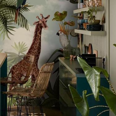 Imagem de Flortlias Descole e cole mural de parede floral papel de parede tropical para parede de quarto, Safari Tropical