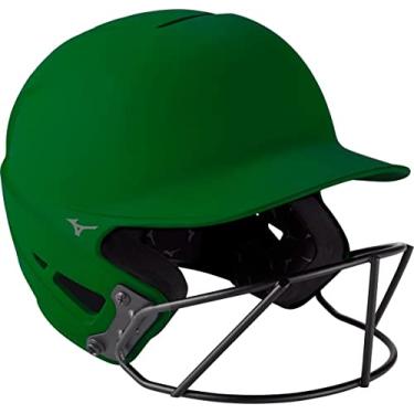Imagem de Capacete de rebatida de softball Mizuno F6 adulto Fastpitch com máscara, floresta, grande/GG