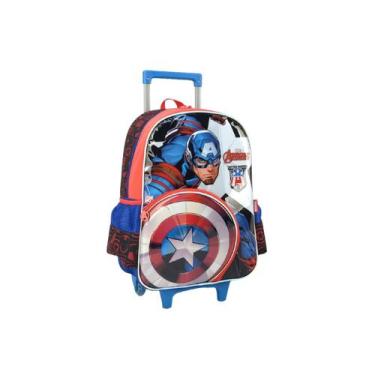 Imagem de Mochila de Rodas Capitão América Escolar Avengers Meninos, Azul