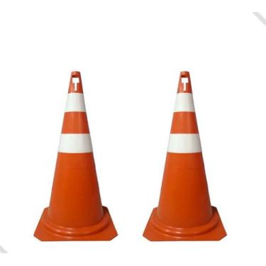 Imagem de Cone ( Kit c/2 Pçs ) 50 cm para sinalização transito Laranja e branco.