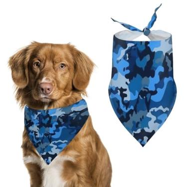 Imagem de Cachecol de poliéster triângulo estampado camuflado azul - Tamanho único (70 x 30 cm)