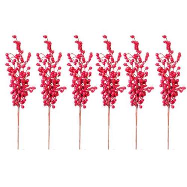 Imagem de 6 Galho Natalino Berries Vermelho Árvore Natal Enfeite 65Cm - Magizi