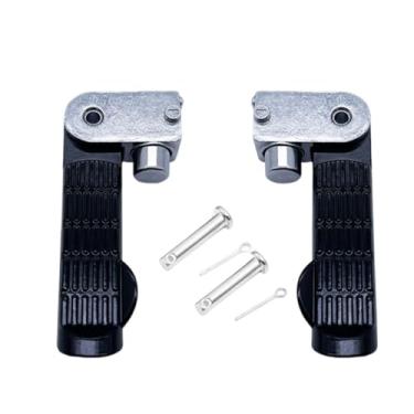 Imagem de Dynwave Apoios para os pés de motocicleta, apoios para os pés, passeio confortável, antiderrapante, leve, portátil, dobrável, universal, liga de alumínio, Preto