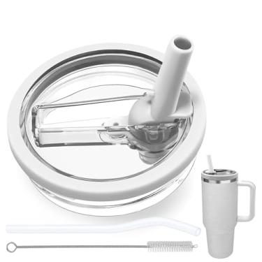 Imagem de Tampa de canudo flip compatível com Stanley Cup 1,134 g, tampa de substituição à prova de vazamento livre de BPA adequada para copo Stanley Quencher de 1,134 g, à prova de derramamento, 1 canudo, 1