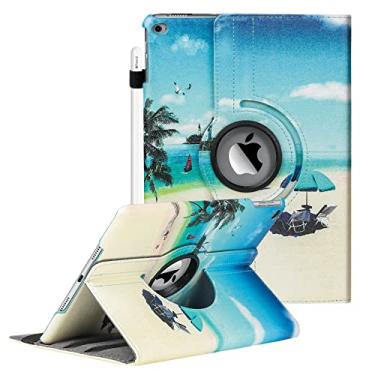 Imagem de Capa para iPad 9.7 – Capa giratória 360 para iPad de 9,7 polegadas (2018, 2017, Air 2, Air) com hibernar automático (praia)