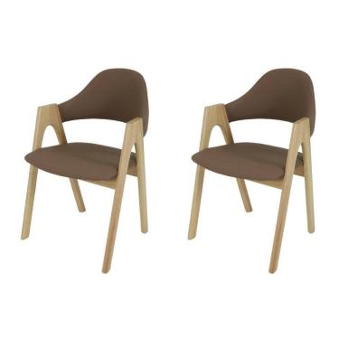 Imagem de Kit Conjunto 2 Cadeiras De Jantar Cozinha Restaurante Moderna Valeri Marrom