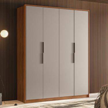 Imagem de Guarda Roupa Casal 4 Portas 3 Gavetas Attore Nogueira/nude Prime Tx Démobile Prime Tx