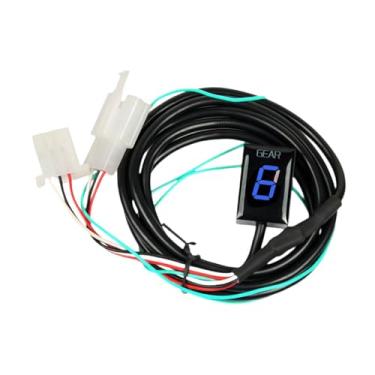 Imagem de Generic Indicador de engrenagem da motocicleta medidor de exibição resistente fácil de instalar display digital led shifts alavanca sensores para atv utvs, Azul