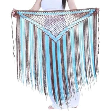 Imagem de Dança Do Ventre Saia De Lantejoulas Saia Dança Do Ventre Acessórios Acessórios Prática Elástico Longo Borla Triângulo Cinto Mão Crochê Dança Do Ventre Quadril Lenço, Blue Fuchsia, One Size