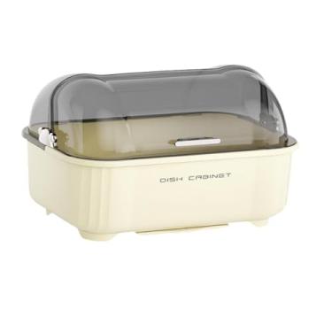 Imagem de Fxzqgnh Escorredor de Pratos com Tampa E Tábua de Escorrer, Caixa de Armazenamento para Utensílios Que Economiza Espaço, Organizador de Talheres para Pauzinho, Leite Branco, Tamanho real