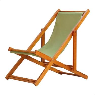 Imagem de Espreguiçadeira Dobrável para Piscina - Sem Braço, Madeira Maciça Envernizado, Tecido Verde