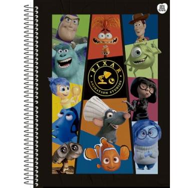 Imagem de Caderno Universitário Animativa, 10 matérias, Capa dura - Hot Stamping Holográfico, 160 folhas, Pixar, Pacote com 4 unidades