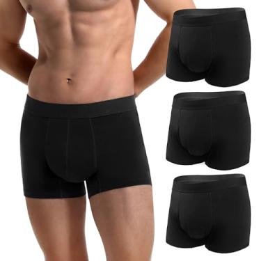 Imagem de REELINDRY Cuecas boxer masculinas laváveis para incontinência, 65 g, absorção à prova de vazamento, próstata, vazamento, pacote com 3 (3 pretas, GG)
