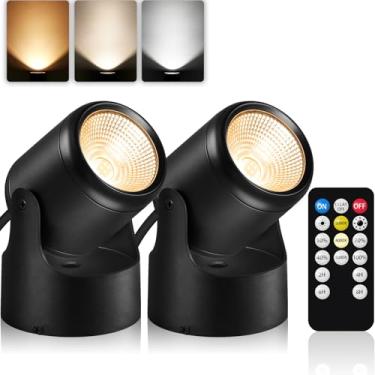 Imagem de URTOM 3000K/4000K/5000K Refletor LED 3W Plug-in interno com função de memória, luzes de chão com controle remoto, luzes reguláveis internas para planta/imagem/arte, pacote com 2