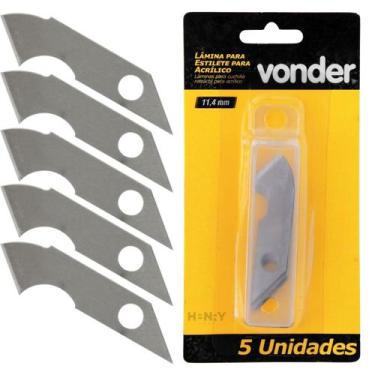 Imagem de Lâmina de Reposição Para Estilete de Acrílico com 5 Unidades - Vonder