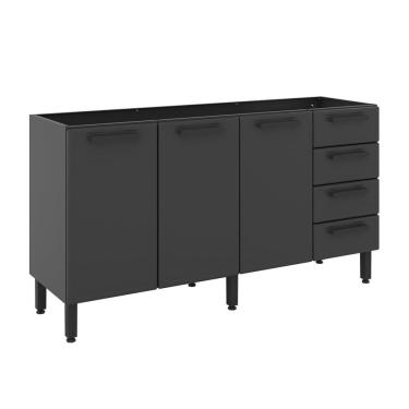 Imagem de Balcão De Aço 3 Portas 4 Gavetas Grafite Estilo Bertolini Grafite