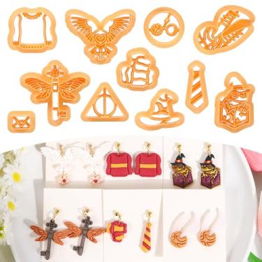 Imagem de Puocaon Cortadores mágicos de argila de polímero – 11 peças de cortadores de argila para brincos, suéter, echarpe, letra, feiticeiro, formato de chave