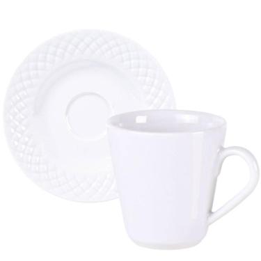 Imagem de Conjunto Xícara e Pires Café 70ml Porcelana Decorada Tramont