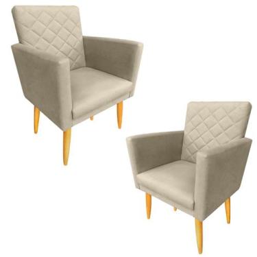 Imagem de Kit 02 Poltronas Maitê Suede Bege para leitura - JBF