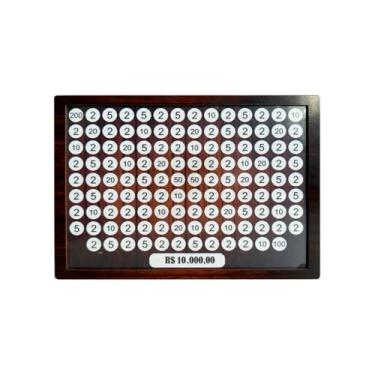 Imagem de Cofre Caixa De Dinheiro Desafio 1 MIL 5 MIL 10 MIL Reais Cofrinho Madeira Mdf Wood Box(10 MIL ADESIVADO)