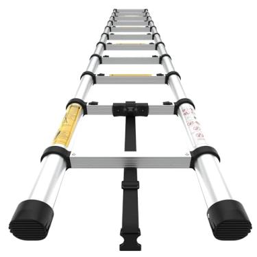 Imagem de Escada telescópica certificada de 3,6 m - Ferramenta de escalada profissional para uso no trabalho - Escadas resistentes para uso doméstico - Escada de trabalho dobrável de 3,5 m - Escadas dobráveis