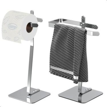 Imagem de Porta Papel Higiênico de Chão Inox e Toalha Lavabo Oslo.S - MetalCromo