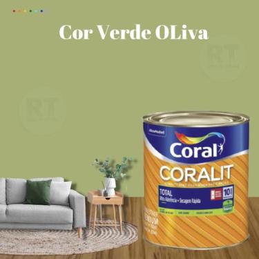 Imagem de Esmalte Sintético Base Água Coral Coralit 800ml Tinta Cor Verde Acetin