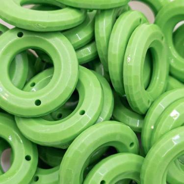 Imagem de Miçanga Passante Redondo Chato Acrílico Verde 30mm 30pçs 84g - Macall