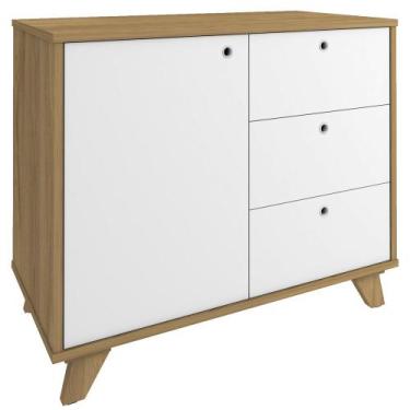 Imagem de Armário Balcão Multiuso Para Escritório Sala 1 Porta 3 Gavetas Lugano 