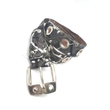 Imagem de Cinto masculino feminino lona com ilhóes e rebite K00681c - Barão do C