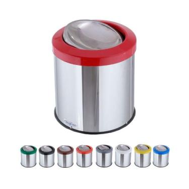 Imagem de Lixeira Inox Com Tampa Basculante 10 Litros Flip Top - CM Design, Verm