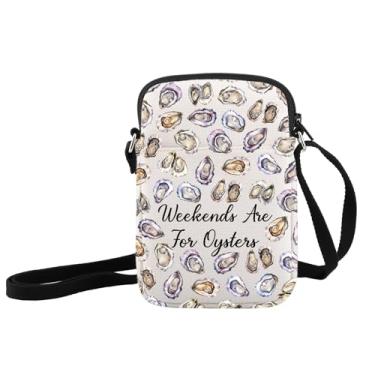 Imagem de JXGZSO Bolsa tiracolo Weekends Are For Oysters para amantes de frutos do mar, presente engraçado ostras, Ostras, 21cm x 15cm (8.3inch x 5.9inch)