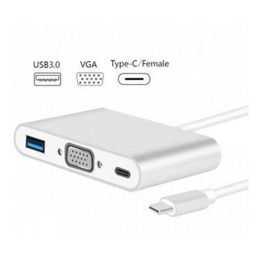 Imagem de Adaptador 3x1 - Usb Tipo-c Thunderbolt 3 X Usb-c Vga Usb 3.0 - Ponto d
