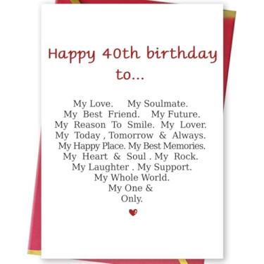 Imagem de Cartão engraçado de aniversário de 40 anos para homens e mulheres, cartão romântico de 40 anos para namorado marido, cartão de amor de aniversário travesso para esposa namorada, presentes especiais de