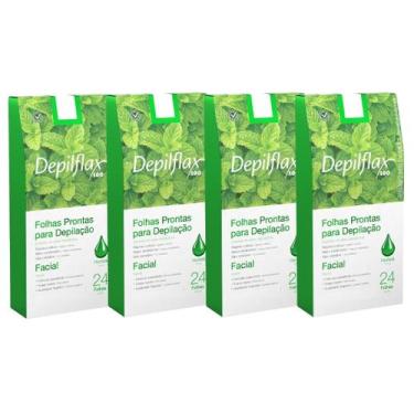 Imagem de Kit 4 Caixas Folhas Prontas Cera Depilatória Depilação Facial Depilfla