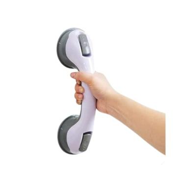 Imagem de Barra de Apoio para Banheiro de idoso PVC 29 x 9 cm | Ventosa de Fixação, Instalação Fácil em Porcelanato e Mármore