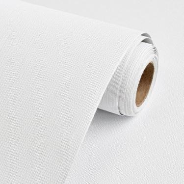 Imagem de Rugreat Papel de parede branco fosco moderno 591 pol. C 15,7 pol. Papel de contato pintável branco para armários papel de parede autoadesivo para quarto mesa textura papel de contato para móveis à