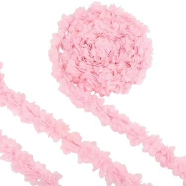 Imagem de beinkmake 10 metros 3D chiffon flor renda fita guarnição largura 5 cm apliques de tecido de costura para mulheres roupas casamento vestido de noiva, decoração de vestido de noiva, rosa