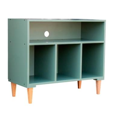 Imagem de Rack Para Vinil E Toca Discos Verde Floresta MDF 18mm Enviado Montado