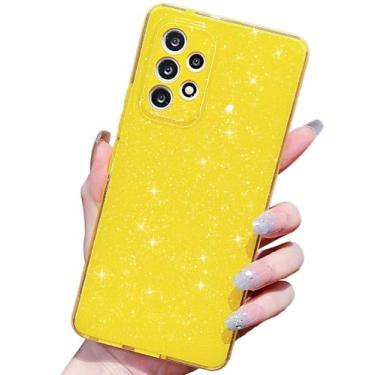 Imagem de MINSCOSE Capa compatível com Samsung Galaxy A53 5G, linda capa brilhante fina à prova de choque TPU brilhante para mulheres e meninas para Galaxy A53 de 6,5 polegadas - amarelo